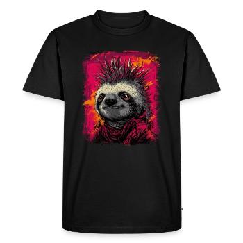 Cool Punk Rock Sloth - Men's Premium Organic T-Shirt - black - Front - Nico (187cm)