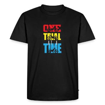 Un temps d'essai, moto d'essai, enduro, motocross - T-shirt Premium bio Homme - noir - Devant - Nico (187cm)