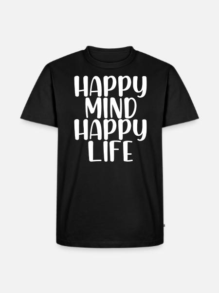 heureux vie heureuse - T-shirt Premium bio Homme - noir
