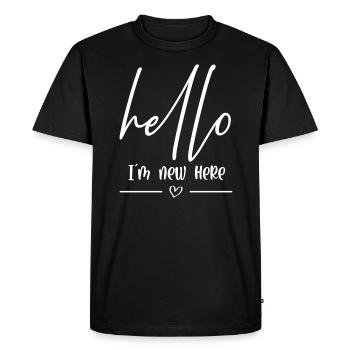 Bonjour dans le nouveau ici - T-shirt Premium bio Homme - noir - Devant - Nico (187cm)