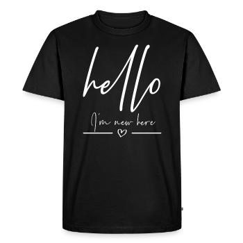Bonjour dans le nouveau ici - T-shirt Premium bio Homme - noir - Devant - Nico (187cm)