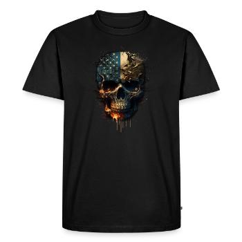 Crâne en noir avec le drapeau américain. - T-shirt Premium bio Homme - noir - Devant - Nico (187cm)