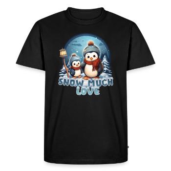 Design d’hiver de la famille pingouin adorable mignon - T-shirt Premium bio Homme - noir - Devant - Nico (187cm)