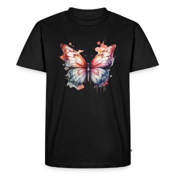 Colorful Flight: Magnificent Butterfly - Men's Premium Organic T-Shirt - black - Front - Nico (187cm)