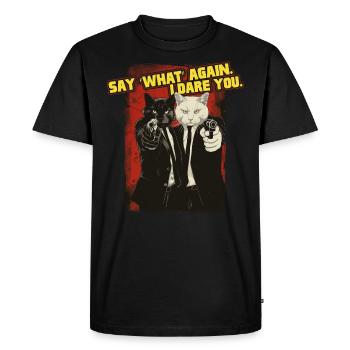 Dites quoi encore ! Je vous mets au défi ! - T-shirt Premium bio Homme - noir - Devant - Nico (187cm)
