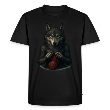 Tricoter la louve - sauvage, libre et indompté - T-shirt Premium bio Homme - noir - Devant - Nico (187cm)