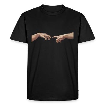 Michelangelo: The Creation of Adam - Hands - Men's Premium Organic T-Shirt - black - Front - Nico (187cm)