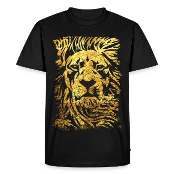 Lion - Or - Tête de Lion - Chat sauvage - T-shirt Premium bio Homme - noir - Devant - Nico (187cm)