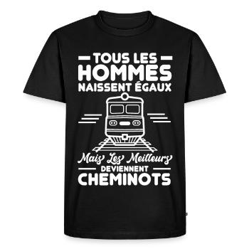Cheminots - T-shirt Premium bio Homme - noir - Devant - Nico (187cm)