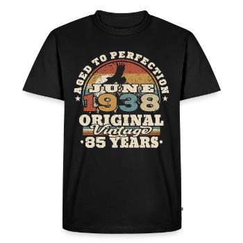 Born in June 1938 - 85 years old - Men's Premium Organic T-Shirt - black - Front - Nico (187cm)