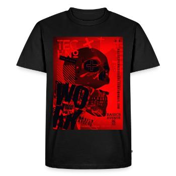 Crâne Rouge Techno Urbain - T-shirt Premium bio Homme - noir - Devant - Nico (187cm)