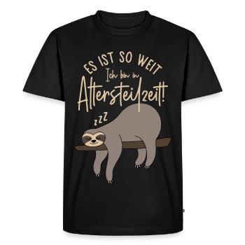 Faultier Es ist so weit Ich bin in Altersteilzeit - Männer Premium Bio T-Shirt - Schwarz - Vorne - Nico (187cm)