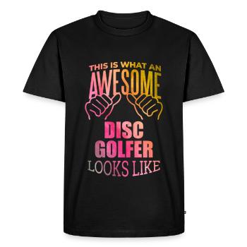 Discgolf - Männer Premium Bio T-Shirt - Schwarz - Vorne - Nico (187cm)