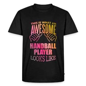 Handball Handball Handball - T-shirt Premium bio Homme - noir - Devant - Nico (187cm)