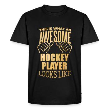 Hockey Hockey Hockey - T-shirt Premium bio Homme - noir - Devant - Nico (187cm)