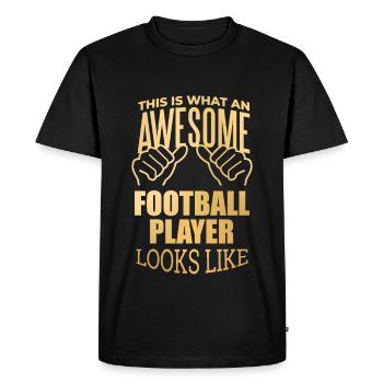 Football Football Football - T-shirt Premium bio Homme - noir - Devant - Nico (187cm)