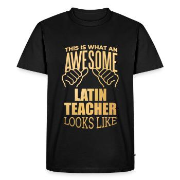 Latin Latin Latin - Men's Premium Organic T-Shirt - black - Front - Nico (187cm)