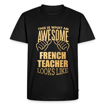 Français français français - T-shirt Premium bio Homme - noir - Devant - Nico (187cm)