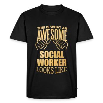 Social Worker Social Worker Social Worker - Men's Premium Organic T-Shirt - black - Front - Nico (187cm)