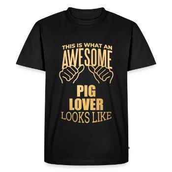 Cochon Cochon Cochon - T-shirt Premium bio Homme - noir - Devant - Nico (187cm)
