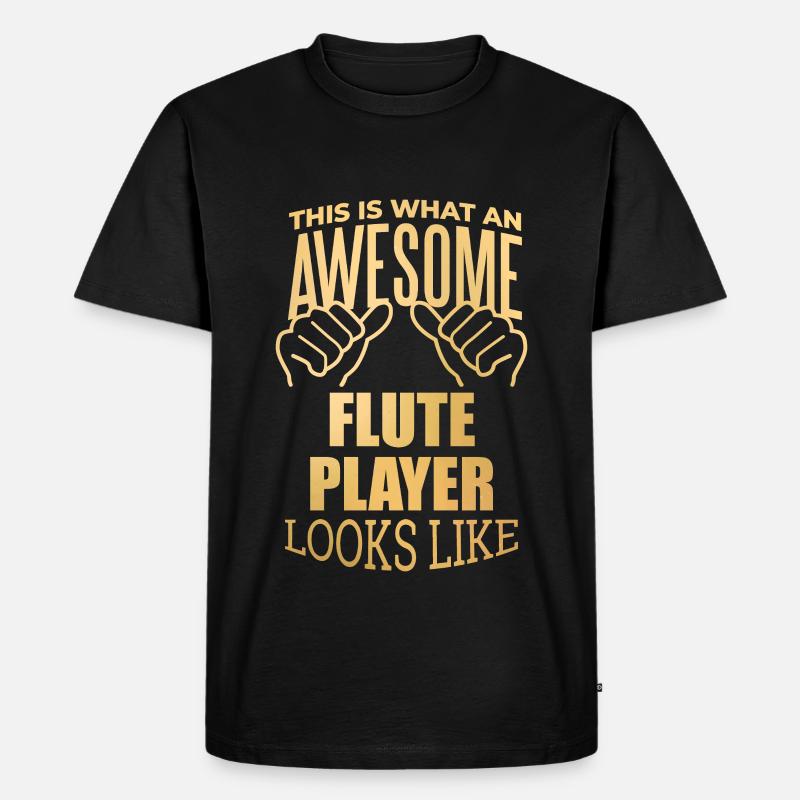 Flöte - Männer Premium Bio T-Shirt - Schwarz
