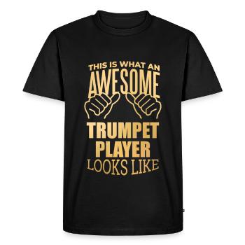 Trompette Trompette Trompette - T-shirt Premium bio Homme - noir - Devant - Nico (187cm)