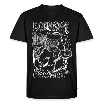 LE SAVOIR, C’EST LE POUVOIR - T-shirt Premium bio Homme - noir - Devant - Nico (187cm)