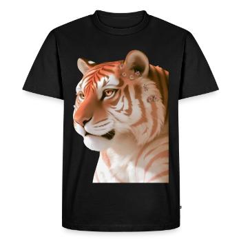 Tigre floral avec des fleurs coiffe Ai-Art - T-shirt Premium bio Homme - noir - Devant - Nico (187cm)