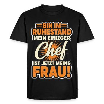 Mon seul patron Ma femme Rente Pension Drôle - T-shirt Premium bio Homme - noir - Devant - Nico (187cm)