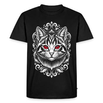 Chat gothique aux yeux violets - Chaton mignon - T-shirt Premium bio Homme - noir - Devant - Nico (187cm)