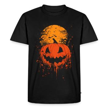 Halloween Pumpkin & Blood Moon – Scary Design - Men's Premium Organic T-Shirt - black - Front - Nico (187cm)