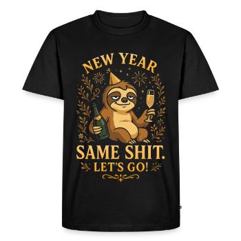 Même chose du Nouvel An – Drôle de paresseux du réveillon du Nouvel An - T-shirt Premium bio Homme - noir - Devant - Nico (187cm)