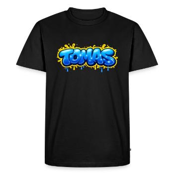 TOMAS GRAFFITI NAME FOR PERFECT GIFT PRINTABLE  - T-shirt Premium bio Homme - noir - Devant - Nico (187cm)