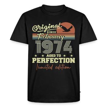 Anniversaire février 1974 - T-shirt Premium bio Homme - noir - Devant - Nico (187cm)