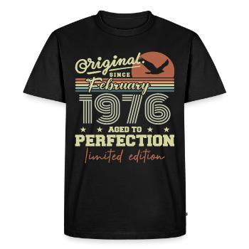 Anniversaire février 1976 - T-shirt Premium bio Homme - noir - Devant - Nico (187cm)