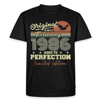 Anniversaire février 1986 - T-shirt Premium bio Homme - noir - Devant - Nico (187cm)
