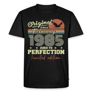 Anniversaire février 1985 - T-shirt Premium bio Homme - noir - Devant - Nico (187cm)