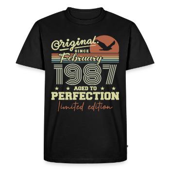 Anniversaire février 1987 - T-shirt Premium bio Homme - noir - Devant - Nico (187cm)
