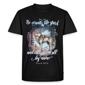 Wolf Christian - T-shirt Premium bio Homme - noir - Devant - Nico (187cm)