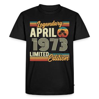 April 1973 53rd Anniversary Gift - April 1973 - Men's Premium Organic T-Shirt - black - Front - Nico (187cm)