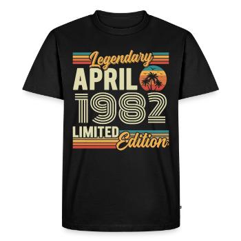 April 1982 44th Anniversary Gift - April 1982 - Men's Premium Organic T-Shirt - black - Front - Nico (187cm)