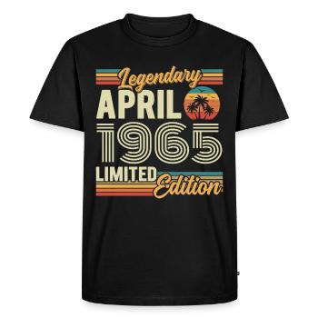 Avril 1965 Cadeau 61e Anniversaire - April 1965 - T-shirt Premium bio Homme - noir - Devant - Nico (187cm)