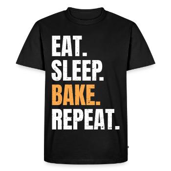 Mange, Dors, Pâtisse, Répète Pâtissier Métier de boulanger Hobby - T-shirt Premium bio Homme - noir - Devant - Nico (187cm)