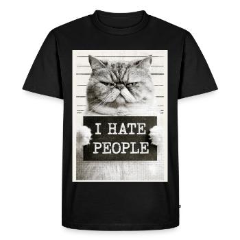 GrimmigerKater JE DÉTESTE LES GENS - T-shirt Premium bio Homme - noir - Devant - Nico (187cm)