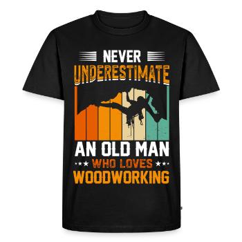 Le vieil homme qui aime le travail du bois - T-shirt Premium bio Homme - noir - Devant - Nico (187cm)
