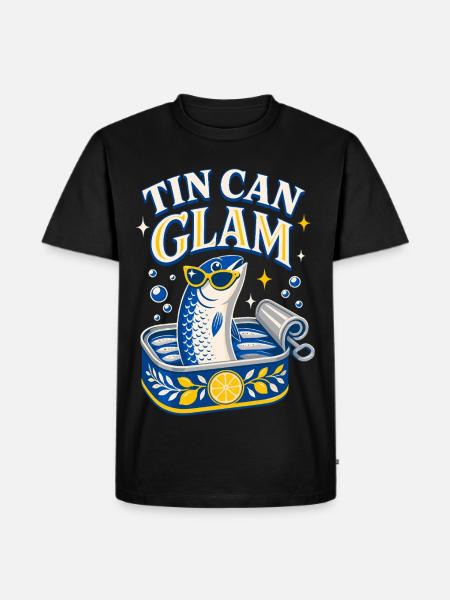 Tin Can Glam Sardines with Sunglasses - Men's Premium Organic T-Shirt - black