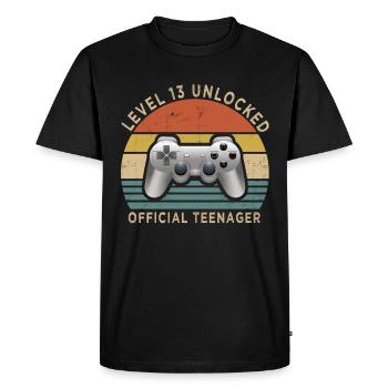Level 13 Unlocked Teen Design - Men's Premium Organic T-Shirt - black - Front - Nico (187cm)