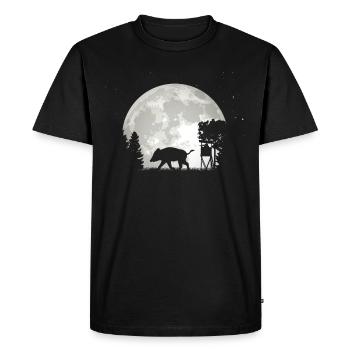 Chasse à la lune de sanglier - T-shirt Premium bio Homme - noir - Devant - Nico (187cm)