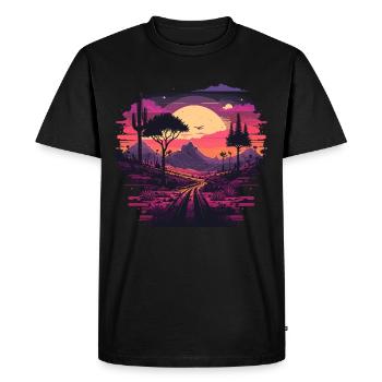 Rétro Coucher de soleil - T-shirt Premium bio Homme - noir - Devant - Nico (187cm)