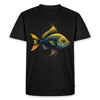 Yellow Fish - Men's Premium Organic T-Shirt - black - Front - Nico (187cm)